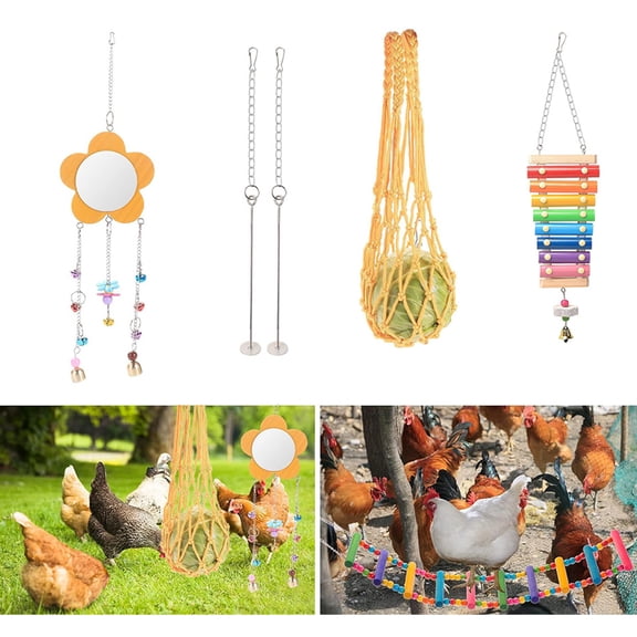 golytefs 7PCS Chewing Foraging Toy with Wooden Hanging Feeder Chewing Training Toy Parrot Playing Training Toys for Budgerigar Parakeet Conure Cockatiel Mynah