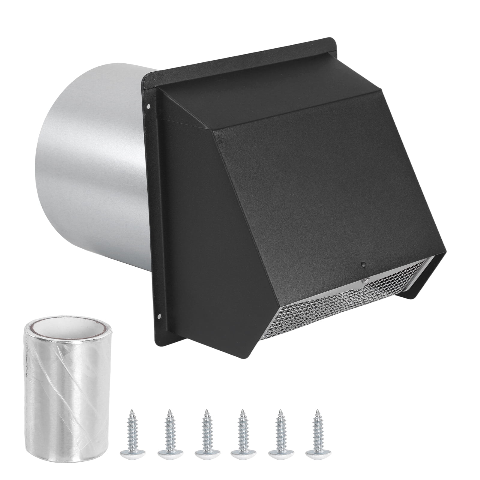 golytefs 8 Inch Dryer Vent Cover Outside with Screen And Damper Wall Vent Cover Cap Exterior Air Exhaust for Residential Housing Kitchen Hvac Duct (Black)