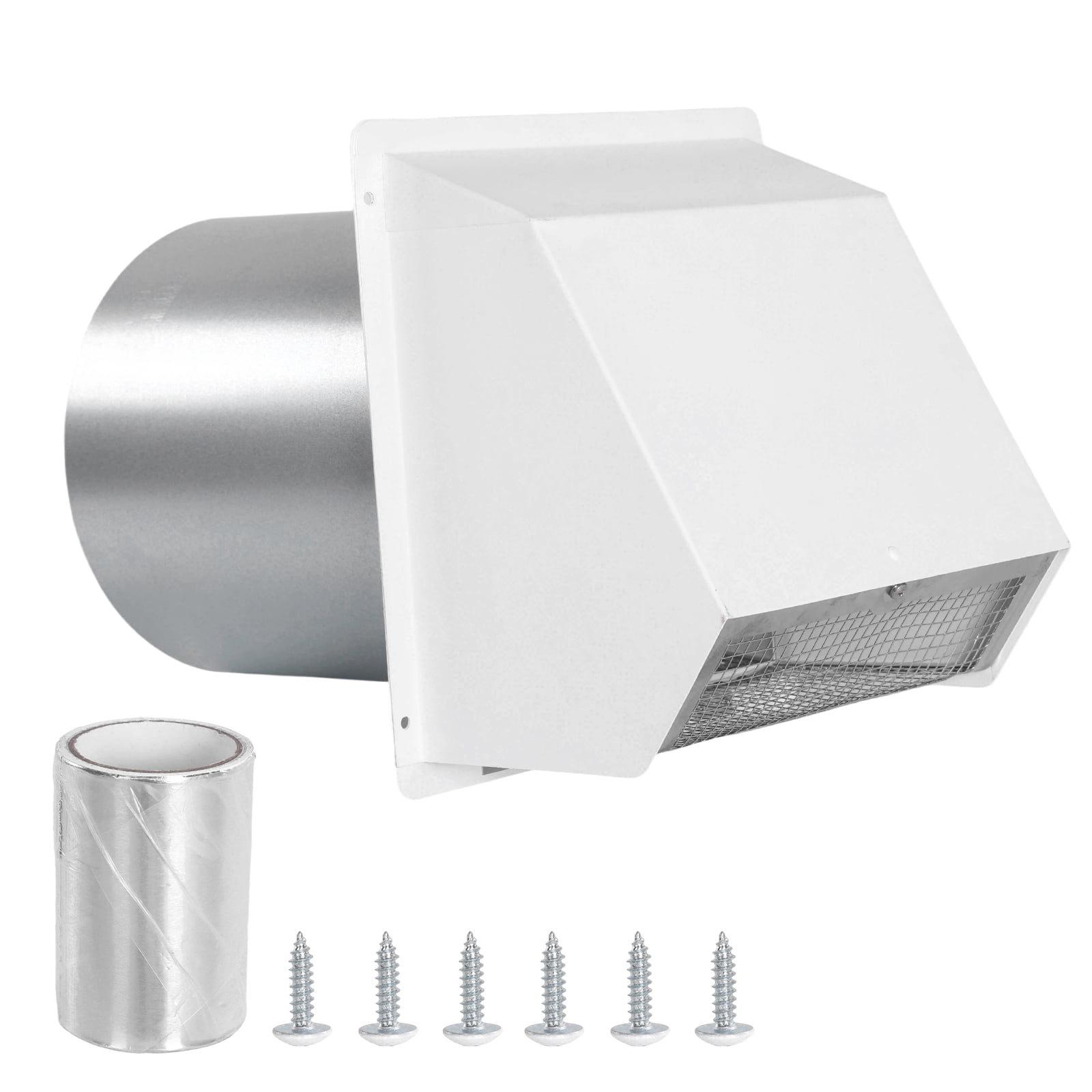 golytefs 8 Inch Dryer Vent Cover Outside with Screen And Damper Wall Vent Cover Cap Exterior Air Exhaust for Residential Housing Kitchen Hvac Duct (White)