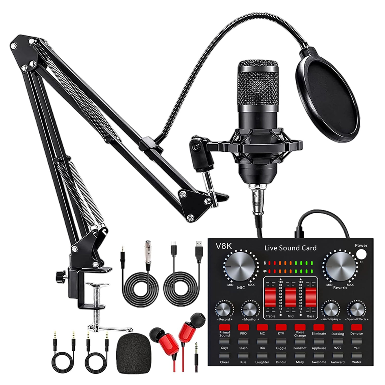golytefs All-in-one Recording Studio Package Audio Mixer Hanging Condenser Microphone Kit
