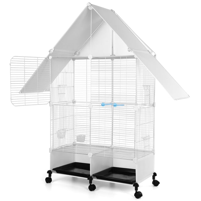 golytefs Bird Cage with Rolling Stand Bird Villa for Medium & Large Birds (White)