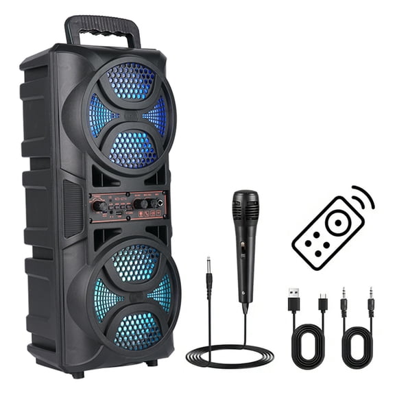 golytefs Bluetooth-compatible Speaker Loud Boombox with Double Subwoofer Deep Bass Lights