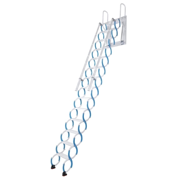 golytefs Ceiling Mount Attic Ladder Hidden Retractable Loft Ladder W/pull Rod (Blue)