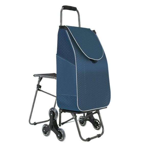 golytefs Climbing Stairs Luggage Cart Trolley with Waterproof Bag And Seat (Cyan)