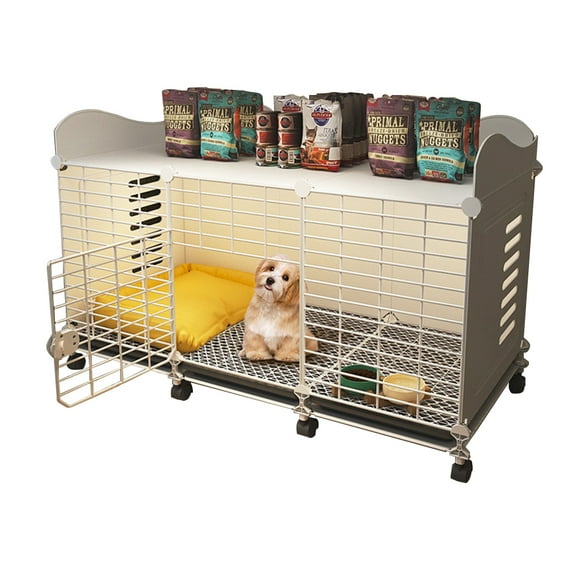 golytefs Dog Crate End Table Wired Dog Kennels with Wheels & Tray Indoor Dog House
