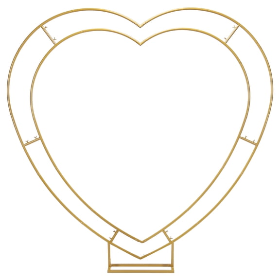 golytefs Double-layered Wedding Balloon Arch 6.7FT Heart Arch Stand For Proposal Column Frame Backdrop Stand for Ceremony Valentines Day Birthday Party Decor (Gold)