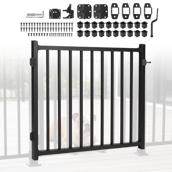 golytefs Fence Gate 48x35in Deck Gates with Latch & Auto-closing Hinge Porch Gates Outdoor Lightweight Deck Railing Rust Proof for Stairs & Doorways