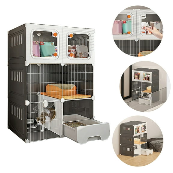 golytefs Integrated Cat House Hammock Cat Crate Indoor Catio Indoor Pet Cat House (Grey)
