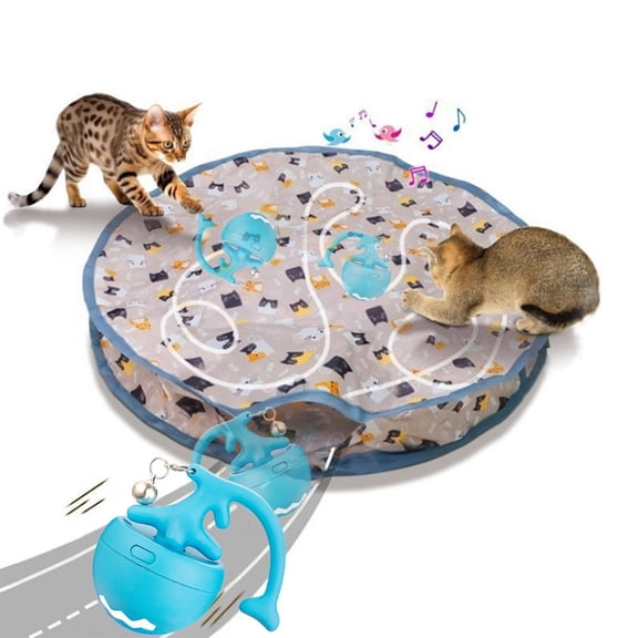 golytefs Interactive Cat Toy Ball Fast Rolling in Pouch Motion Activate Chirping Cat Toy Bite Resist Automated Cat Hunting Toy for Pet Hide And Seek Game Accessories