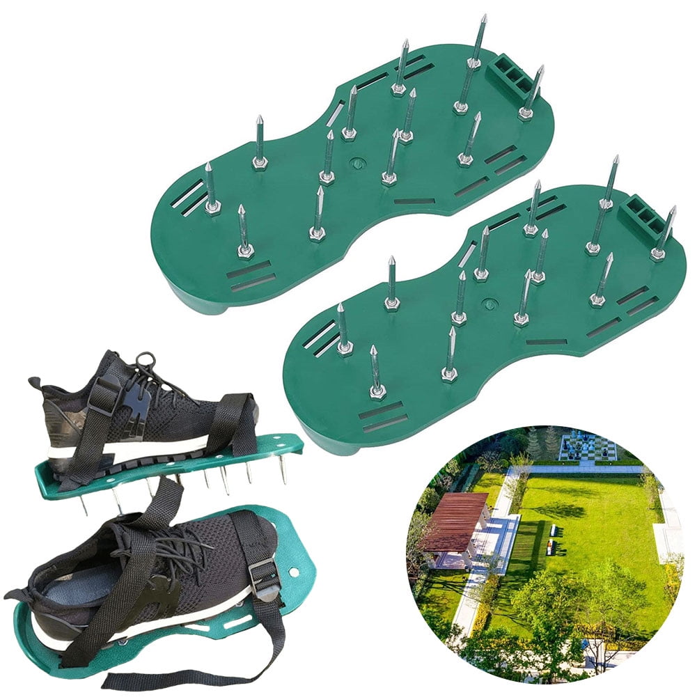 golytefs Lawn Aerator Shoes Aerator Spiked Sandals with Adjustable Strap Gardening Aerator Sandals Anti-slip for Aerating Lawn Soil