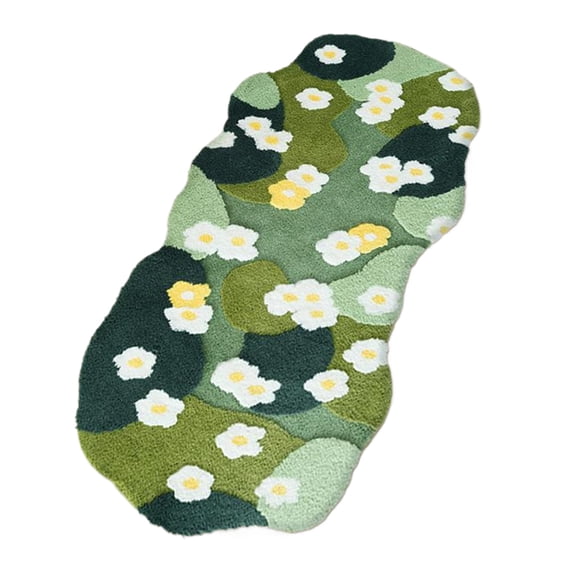 golytefs Moss Rug Fluffy Moss Green Carpet Flocked Green Plush Bedroom Rug (160x90cm)