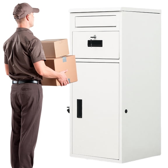 golytefs Package Delivery Box with Lock Outdoor Package Delivery for Porch House (White)