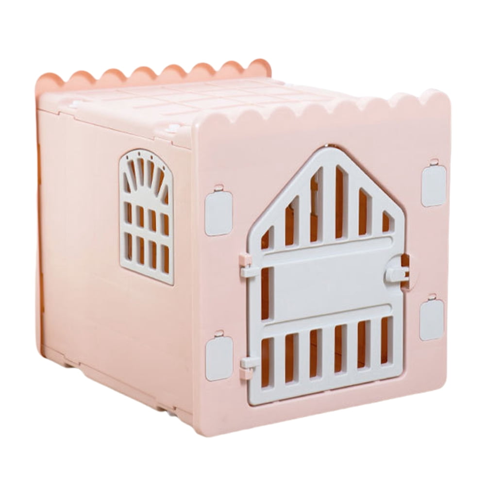golytefs Plastic Cat House Stackable Feral Cat Shelter for Outdoor Indoor Use (Pink)