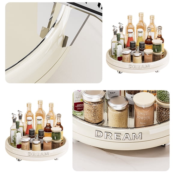 golytefs Rotating Kitchen Storage Tray Plastic Spice Storage Plate Home Kitchen Organizer