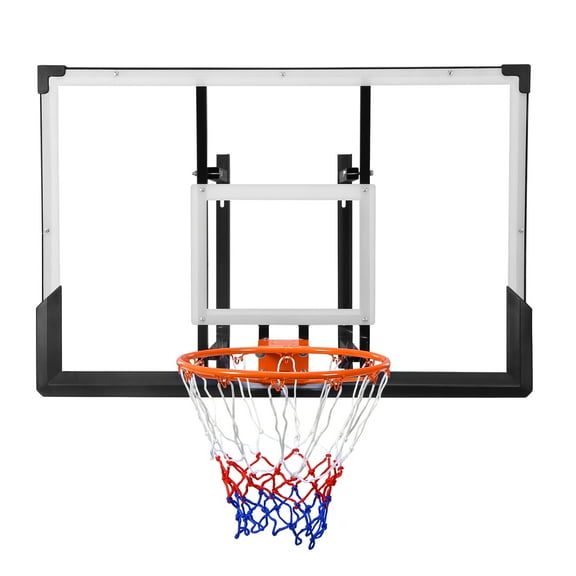 golytefs Wall Mounted Backboard And Rim 47-Inch Large Indoor Basketball Hoop Set for Garage Fitness Center Barn School Gym Driveway
