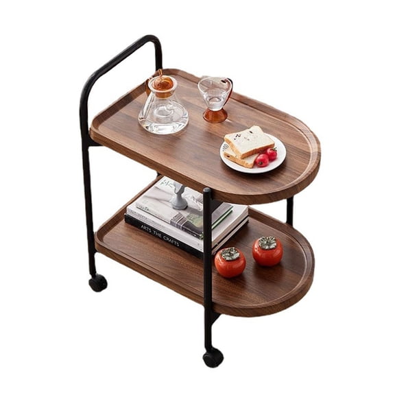 golytefs Walnut Wood Nordic Corner Table Large Capacity Movable Small Desk Wear Resist Elegant Coffee Table for Reading Book Tea Vase