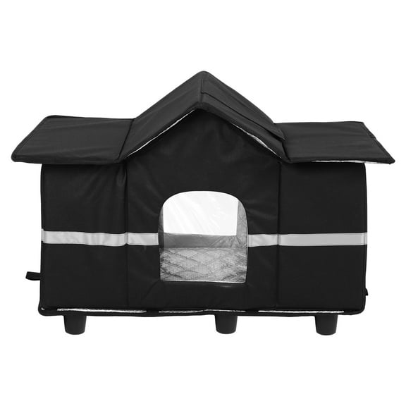 golytefs Waterproof Cat House & Roof Window Elevated Pet Shelter for Feral Stray Barn Cat