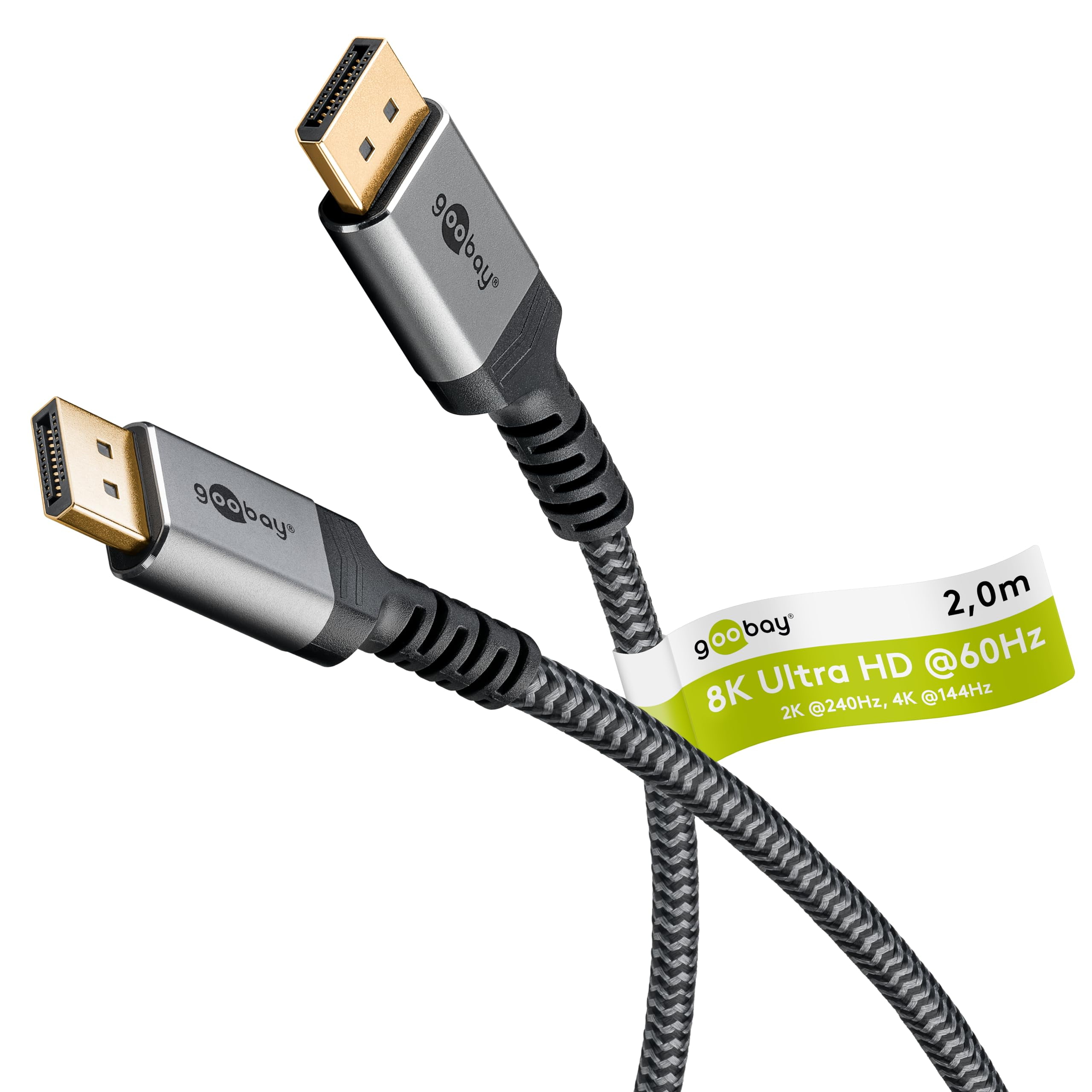 goobay 65265 DisplayPort 1.4 Cable up to 8K @ 60Hz (UHD), 4K @ 144Hz and 2K @ 240Hz, DP, High S