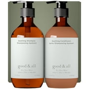 good & all Tea Tree Anti Itch Shampoo & Conditioner Set for Dry Itchy Scalp - Sulfate Paraben Silicone Fragrance Free, Vegan, Natural, Peppermint - Itching Relief Oily Hair for Women & Men, 13.5 fl oz