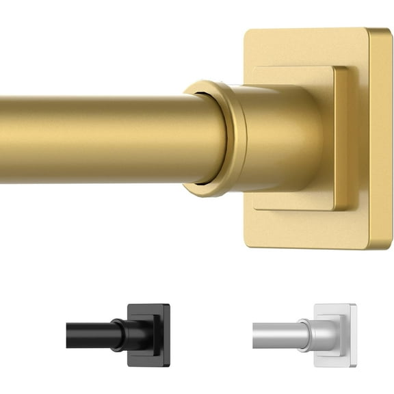good fortune Gold Shower Curtain Rod 31-79 Inches Non-Slip Shower Rod Tension Mounted No Drill Shower Curtain Rods Spring Tension Rod Adjustable Tension Curtain Rod for Windows Bathroom