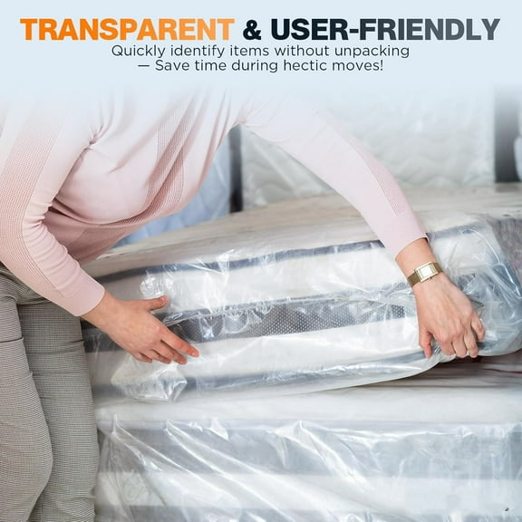 good fortune Plastic Mattress Bag for Moving Storage, Waterproof Mattress Cover, Mattress Protector for Moving Supplies - Queen Size (1.5MIL)