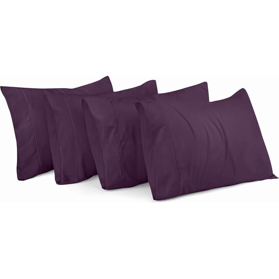 good fortune Queen Pillow Cases - 4 Pack - Envelope Closure - Soft Brushed Microfiber Fabric - Shrinkage and Fade Resistant Pillow Covers Queen Size 20 X 30 Inches (Queen, Dark Purple)