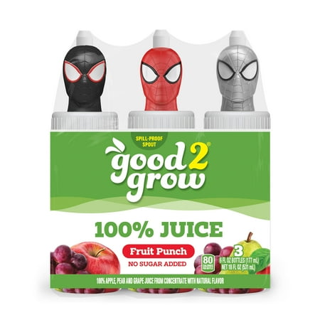 good2grow 6oz 100% Fruit Punch Juice 3 pack (Character Tops Vary)