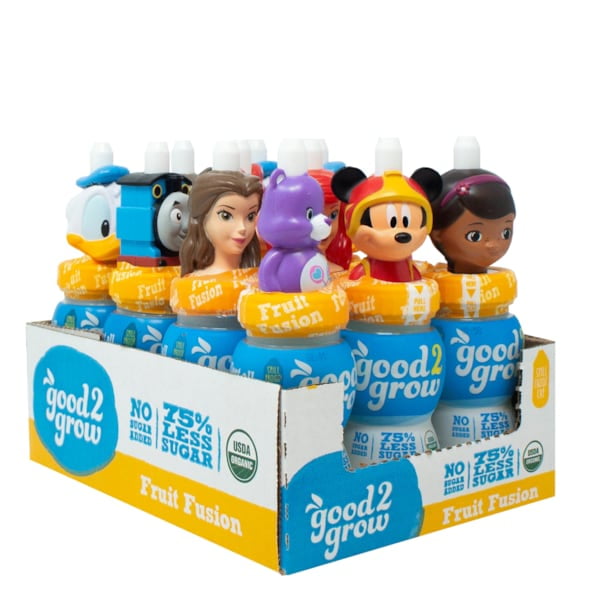 good2grow Organic Low Sugar Fruit Fusion Juice 6oz, 12-Pack, Character Tops Vary, No Added Sugar, Non-GMO, USDA Organic