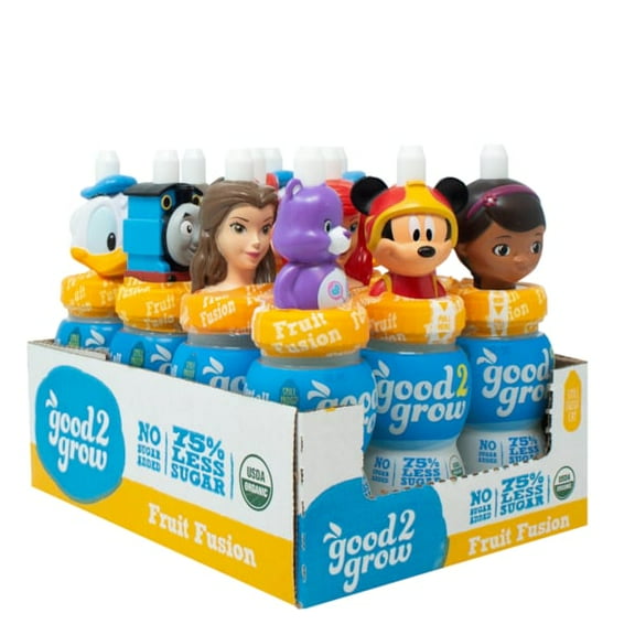 good2grow Organic Low Sugar Fruit Fusion Juice 6oz, 12-Pack, Character Tops Vary, No Added Sugar, Non-GMO, USDA Organic