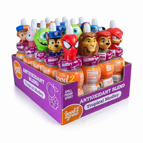 good2grow Tropical Medley Antioxidant Blend Juice, Character Tops Vary , Non-GMO, BPA-Free, Full Serving of Fruits & Vegetables, 6 fl oz (12-Pack)