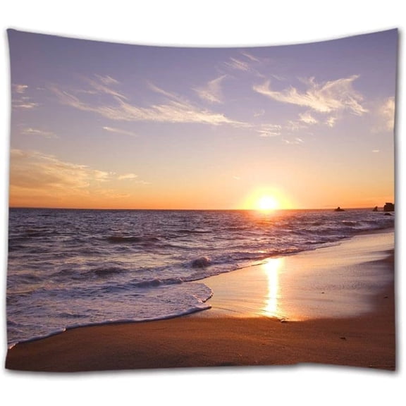 goodbath Large Tapestry Beach, Ocean Waves Seaside Coastal Sunrise Wall Tapestries for Living Room Bedroom Dorm, 40" x 60", Orange Blue Brown