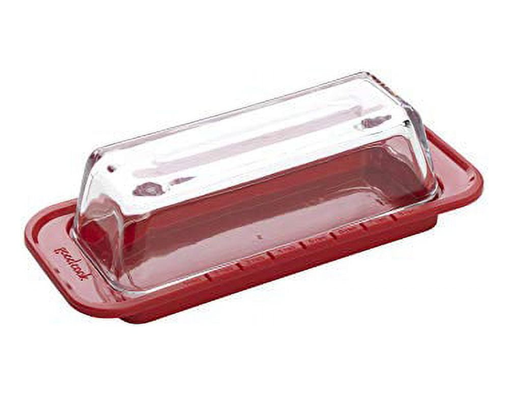 Clear Glass and Plastic Butter Dish with Measurement Markings