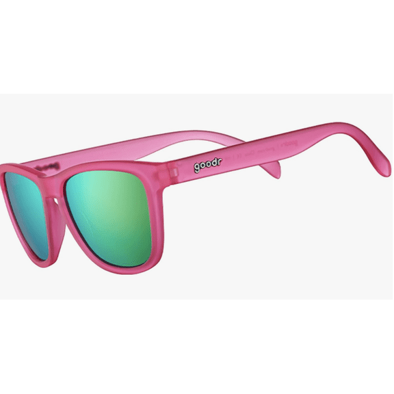 goodr Flamingos on a Booze Cruise Polarized Sunglasses, Medium Sized (OG), Pink Translucent Frames with Teal Mirored Reflective Lens, UV400 Protection, No Slip, No Bounce