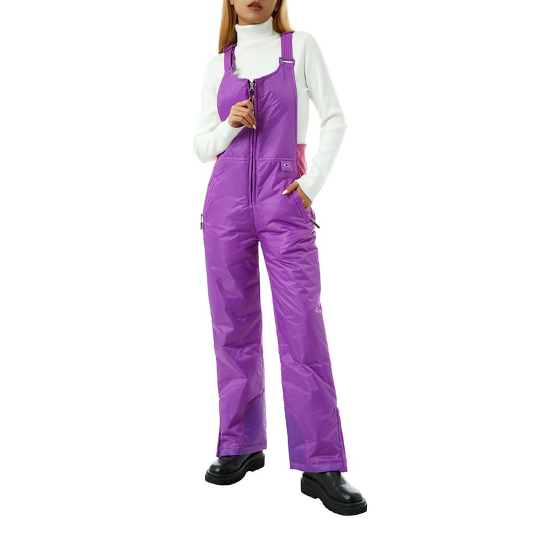 Goowrom Waterproof Snow Bibs Insulated Bib Overalls Womens Ski Pants Snow Suit, Women's, Size: XL, Purple