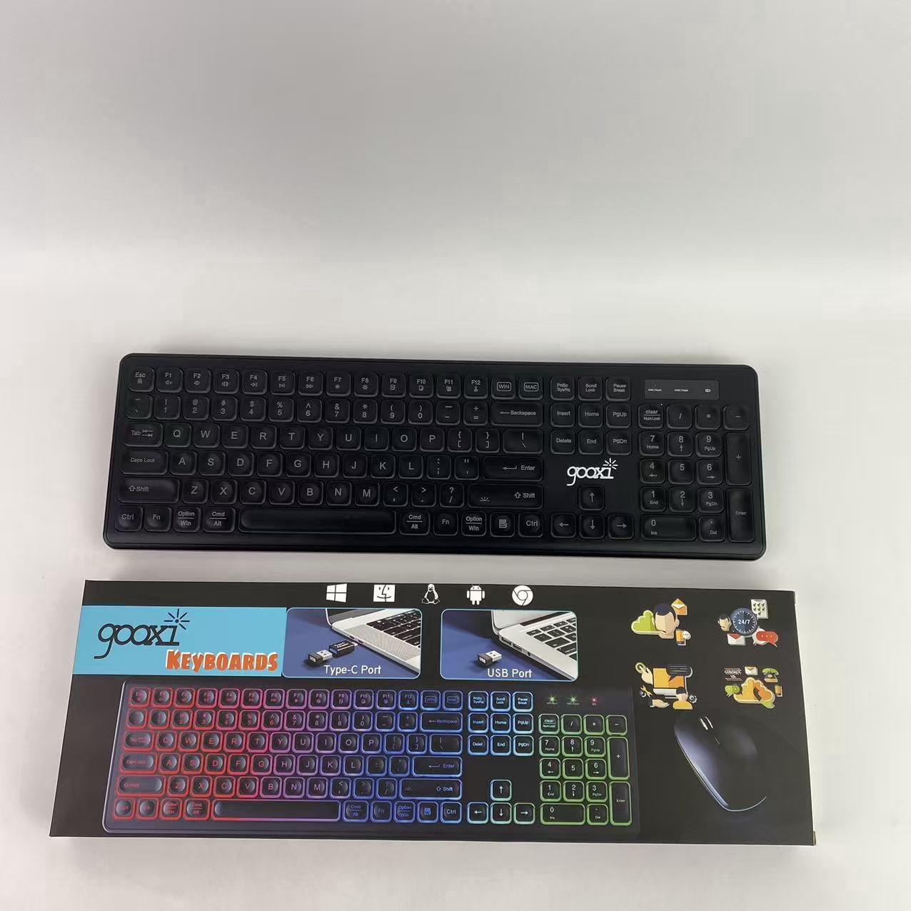 gooxi Computer peripheral devices, wireless keyboard, rechargeable and illuminated letters, full-size