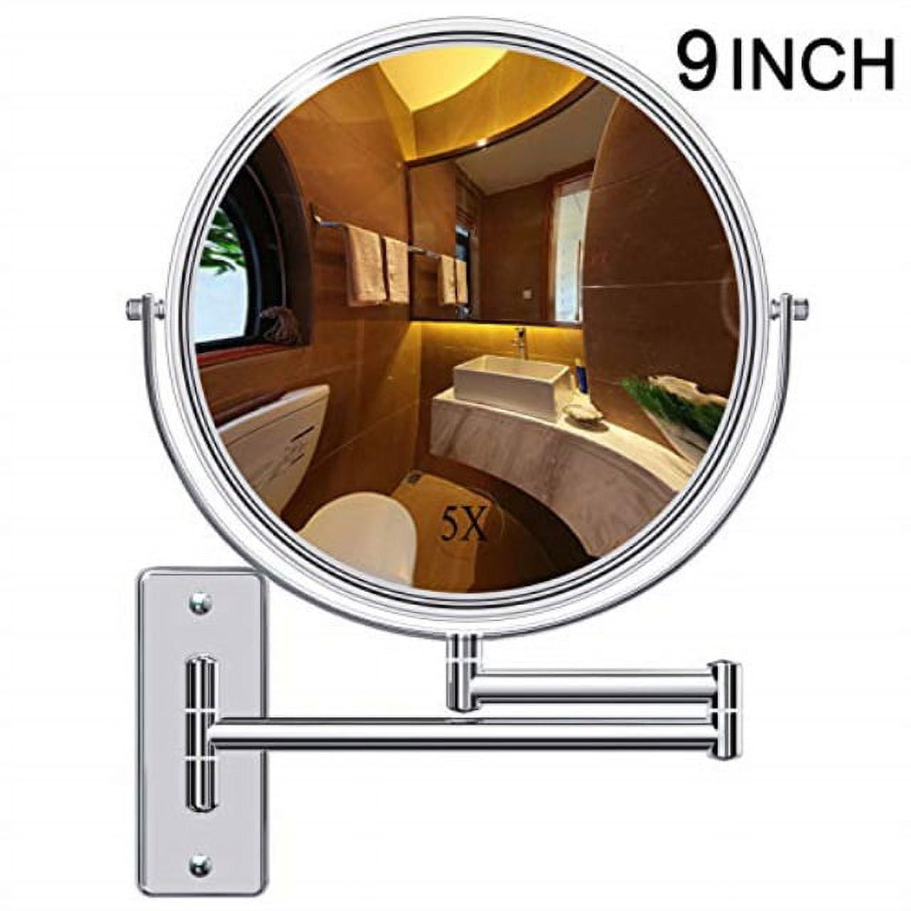 gospire 9" large size wall mount makeup mirror with 5x magnification