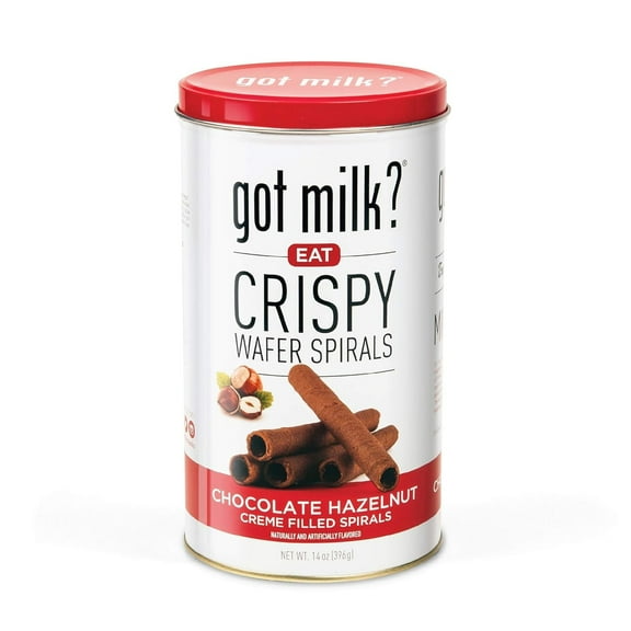 got milk? Wafer Spirals, Chocolate Hazelnut, 14 Oz. Tin with 36 Rolls, Delicious Rolled Wafer Rolls with Filling, Hazelnut Wafer Cookies for Dessert or Snack, Retail Pack
