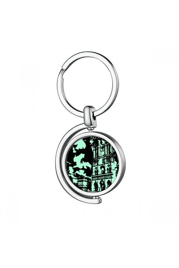 gothic building de paris Rotating Keychain Metal Keyring Holder