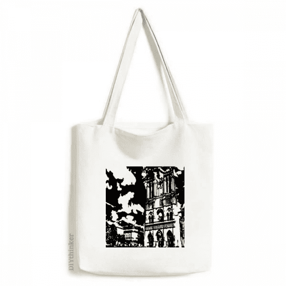 gothic building de paris tote canvas bag shopping satchel casual handbag