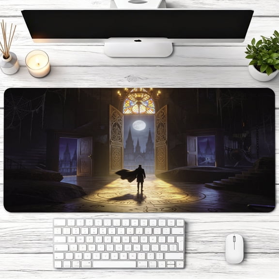 gothic fantasy cathedral archway moonlight Mouse Pad，Non Slip Rubber Pad，Desktop Decoration Drotection Pad，Washable，Lock Edge Multi Size，Mousepad For Office