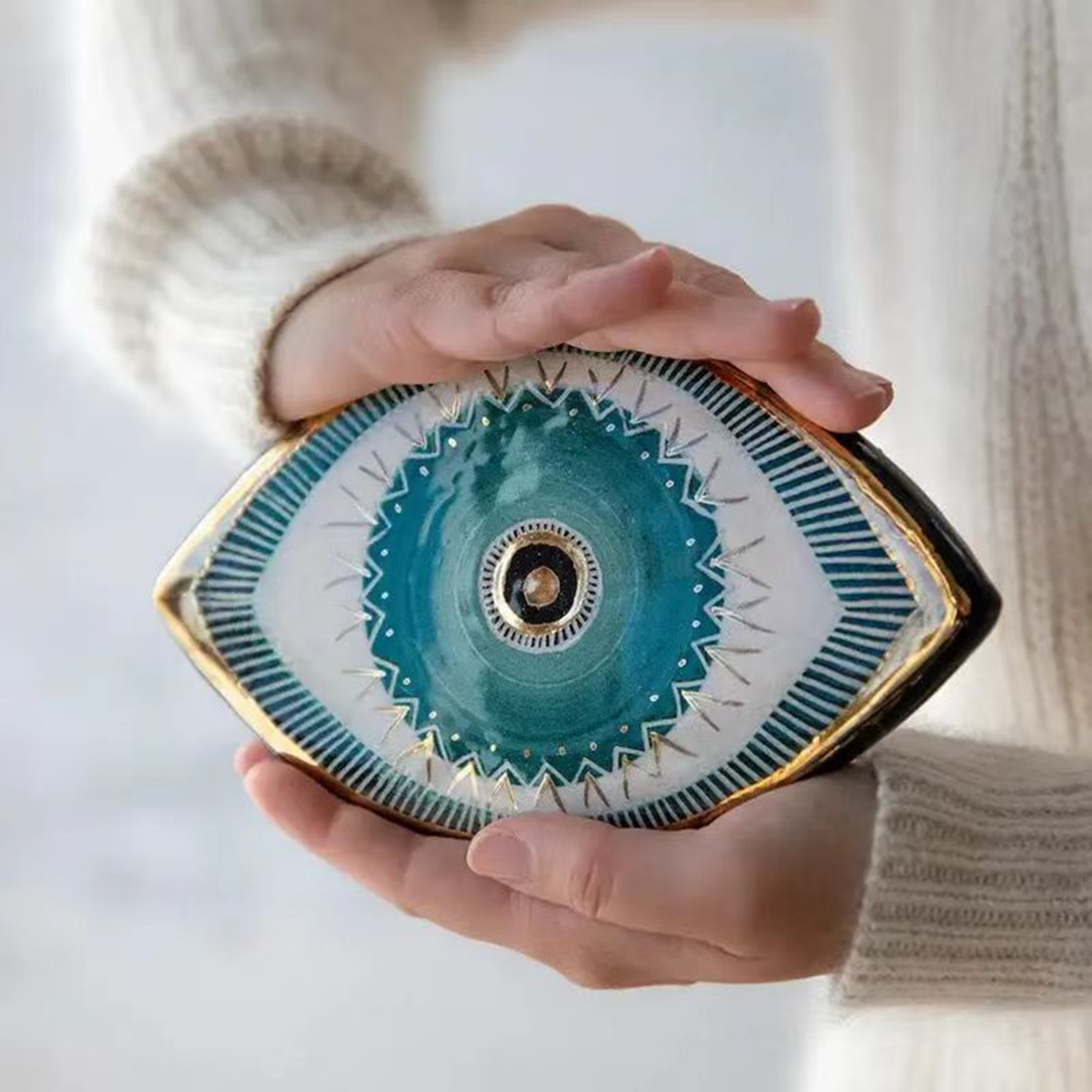 gotofar Wall Hanging Exquisite Eye-catching Bright-colored Turkish Greek Blue Wall Hanging Evil Eye Pendant for Gift - image 1 of 13