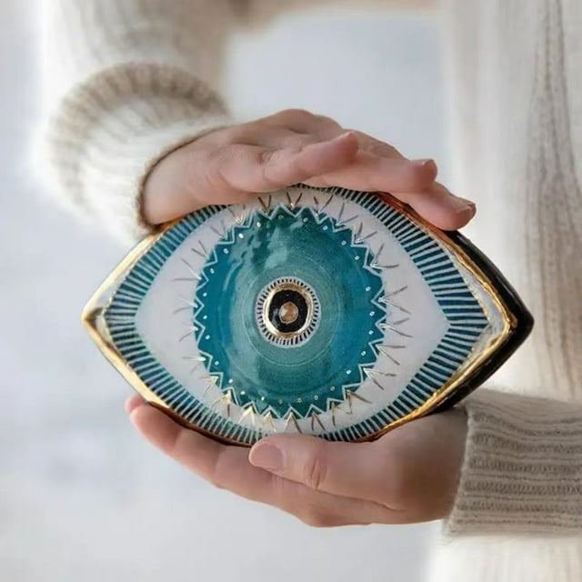 gotofar Wall Hanging Exquisite Eye-catching Bright-colored Turkish Greek Blue Wall Hanging Evil Eye Pendant for Gift