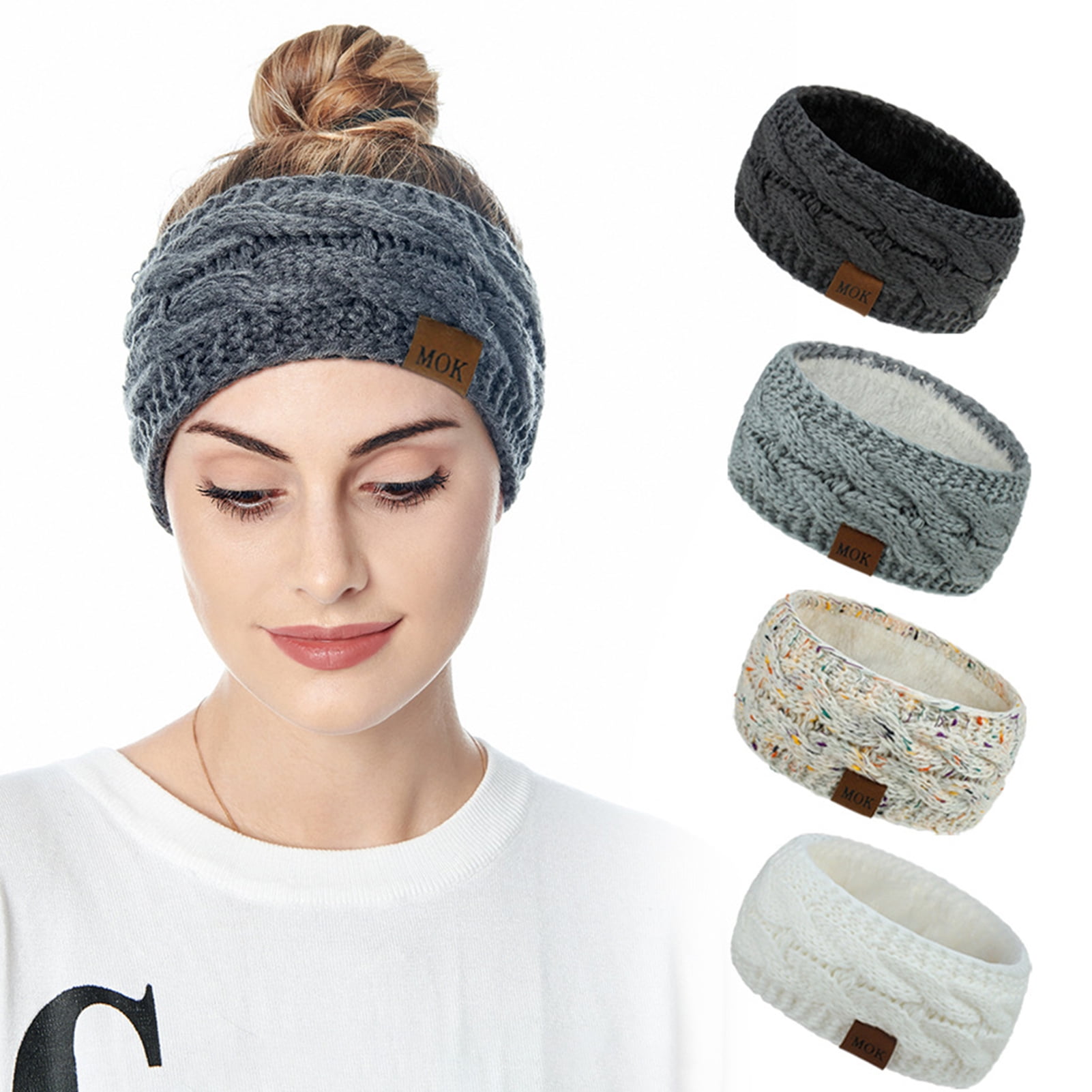 gotofar Women Warm Soft Plush Headband Woolen Yarn Knitted Headwear
