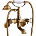 thumbnail image 1 of gotonovo Antique brass Clawfoot Bathtub Faucet Wall Mount Hand Held Shower Faucet Set Double cross Handle with 6 Inch Center with Adapter Adjustable Swing Arms, 1 of 9