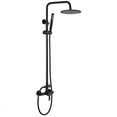 thumbnail image 1 of gotonovo Matte Black Outdoor Shower Fixture SUS304 System Combo Set Rainfall Single Handle High Pressure Hand Spray Wall Mount 2 Dual Function, 1 of 10