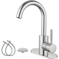 thumbnail image 1 of gotonovo Polish Chrome Single Handle Bathroom Sink Faucet, Wet Bar Pre-Kitchen Farmhouse RV Small Vanity Faucet with 360°Rotation Spout with Deck Plate, Supply Hoses and Drain Stopper, 1 of 8
