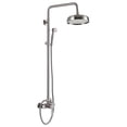 thumbnail image 1 of gotonovo Shower Fixture Exposed Pipe Shower System Brass Brushed Nickel 8 Inch Overhead Rainfall Shower with Handheld Spray Dual Functions Solid Copper Diverter Bathroom Shower Faucet Combo Unit Set, 1 of 9