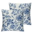 gouleft Blue Flowers Pillow Covers 2 Packs White & Blue Summer Throw