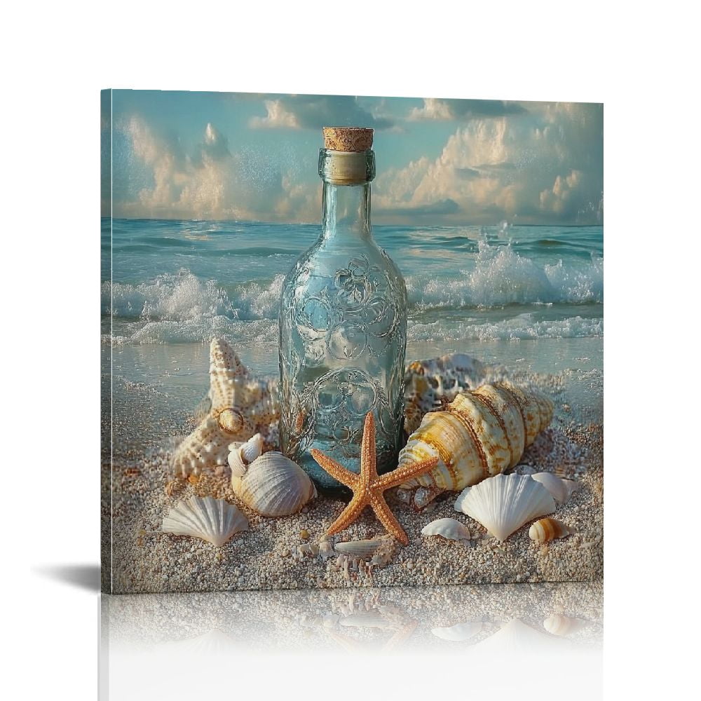gouleft Coastal Beach Wall Art for Bathroom Seascape Seashell Starfish ...