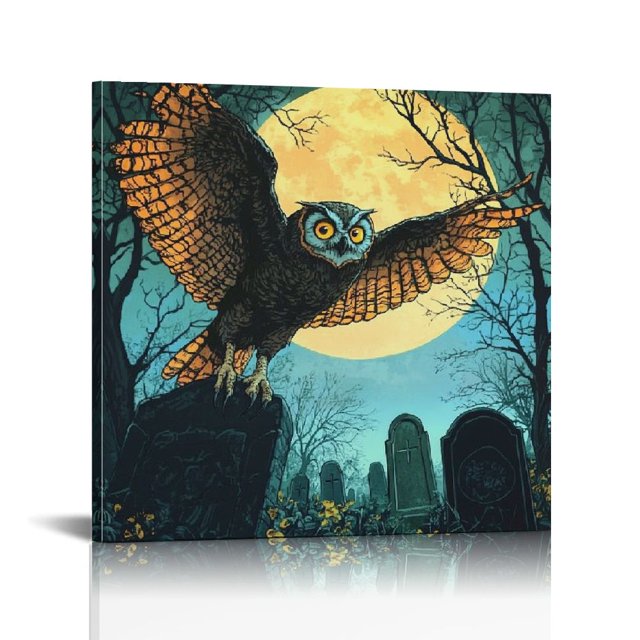 gouleft Halloween Owl Wall Art Halloween Owl Canvas Gothic Halloween